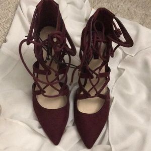 BURGANDY LACE UP HEELS